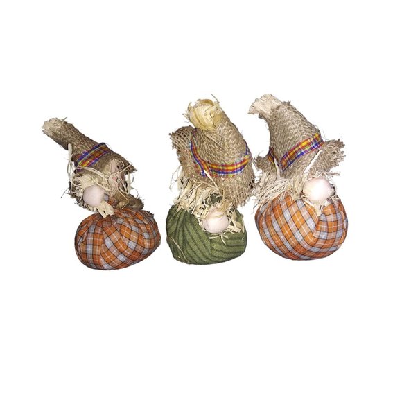 Mini Scarecrow Table Sitters Lot of 3 Thanksgiving 6 Inch Fall Decor Figures - Picture 4 of 8